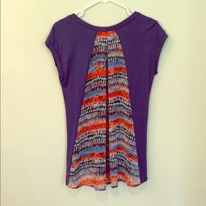 Mixed media, cap sleeve blue tunic